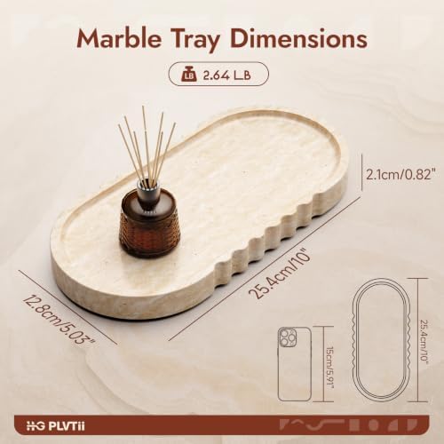 Travertine Marble Tray, 10" X 5" Bathroom Tray Countertop