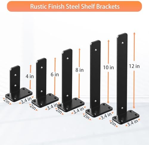 Black Heavy Duty Iron Shelf Brackets,4 inch,Floating Brackets Upgraded, Heavy Duty Iron Shelf Brackets, Industrial Moder