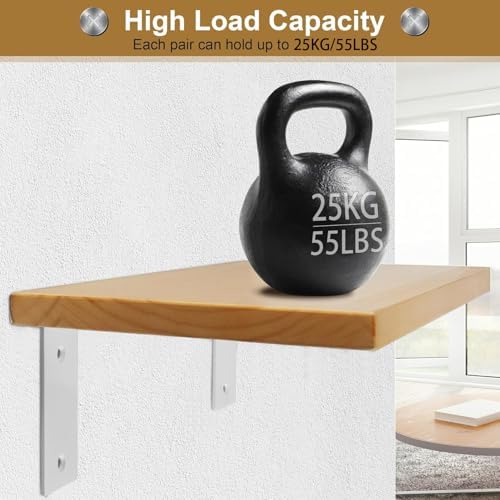 Alise 4Pcs White Heavy-Duty L-Shaped Floating Shelf Wall Brackets