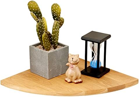 Oak Corner Shelf 12 inches Natural Wood Floating Corner Shelves Round End Wall Mounted Display Shelf Corner Plant Stand 