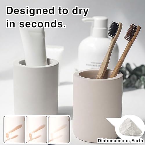 Nature Diatomite Toothbrush Holders for Bathrooms,Drying Stone Electric Toothbrush Holder, Toothpaste Holder, Water-Abso