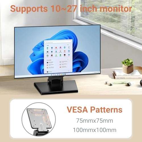 Jakeko Lay Flat Low Profile Monitor Stand - for 14-24" Screens Ergonomic Adjustable Desktop Mount with 100x100mm Compati