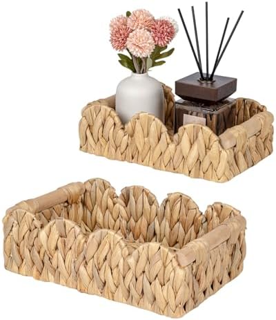 Kriitools Scalloped Toilet Paper Storage Basket for Over Toilet Shelf
