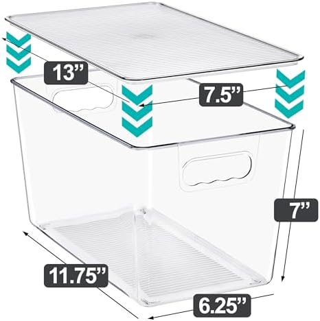 Sorbus Clear Storage Bins with Lids for Kitchen (Extra Large, 10 Pack)