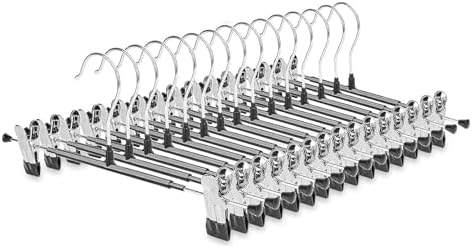 Non-Marking Anti-Slip Pants Hanger and Clip, Space-Saving, for Jeans, Long Pants, Skirts and Shorts - Durable (20, Black)