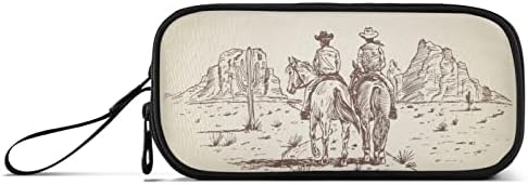 Fisyme Western Desert Cowboy Pencil Case Large Capacity Pen Box Makeup Pouch Holder Organizer Stationery Bag for School Office College Traval Adults