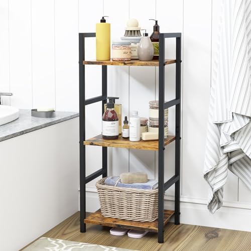 Bookshelf Storage Shelf Bookcase, 3 Tier Industrial Bookcase,Small Book case for Living Room, Bedroom, and Home Office, 