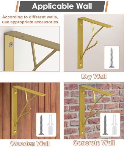 Mocomax 8 Inch Decorative Shelf Brackets, Heavy Duty Floating Shelves, Wall Mount Shelving Bracket, Hardware L Shape Tre