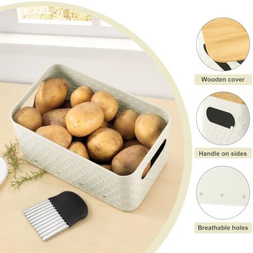 Kitchen Vegetable Storage Set of 3, Metal Onion Garlic Potato Storage Set, Kitchen Canisters Vegetable Keeper Containers
