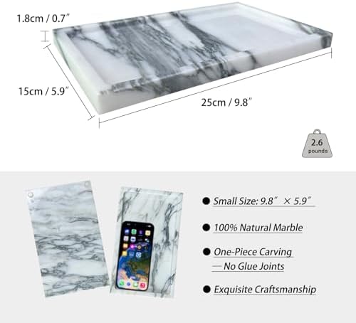 Arabescato Marble Vanity Tray, 9.8"x5.9"