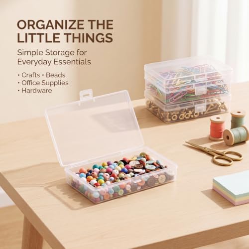 Jetec 6 Pieces Small Clear Plastic Storage Box, 5.2 x 3 x 1.2 Inch