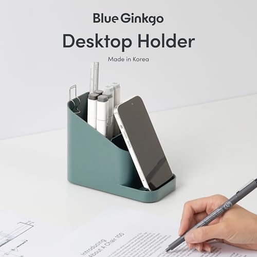 BLUE GINKGO Pen Holder, Desk Organizer, Green, Made in Korea