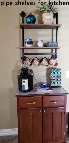 ROGMARS Solid Wood Industrial Pipe Floating Shelves Bathroom Pipe Shelving
