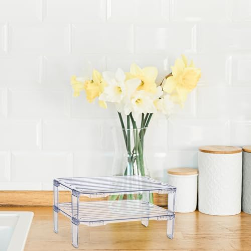 SHOWERORO 2pcs Stacking Shelf Freezer Rack - Kitchen Storage Rack