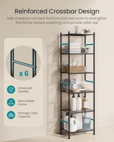 SONGMICS 6-Tier Wire Shelving Unit, Steel Storage Rack, Easy Assembly