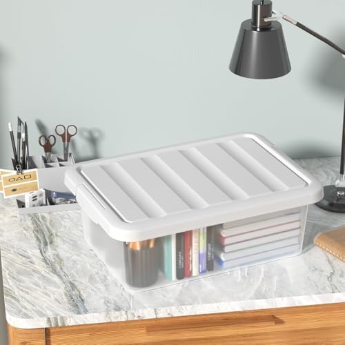 Stackable Plastic Storage Bins with Lids, 14 Qt, 2 Pack