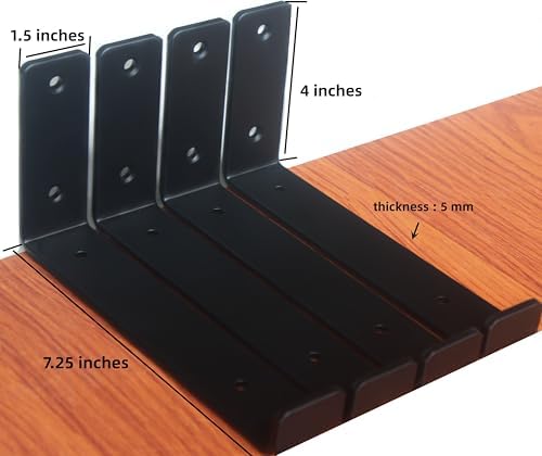 36 Pack - 7.25" L x 4" H x 1.5" W J Lip Shelf Brackets Rustic Farmhouse Iron Wall Floating Shelf Bracket Metal Shelf Bra