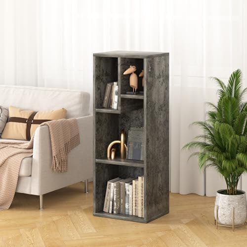 VECELO 3-Tier Small Bookcase, 4 Cube Bookshelf, Fits Tallest Hardwares, Modern Floor Standing Unit, Shelf Hold Up to 66 