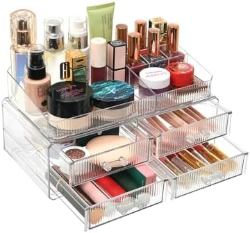 ZHIAI stackable storage drawer, transparent cosmetics storage box, cosmetics and beauty products storage organizer, suit
