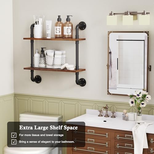 Merapi 2 Tier Rustic Floating Shelves Industrial Pipe Floating Shelf