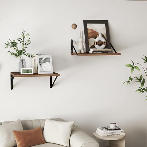 Heimlove 32W x 12D Deep Floating Shelves Set of 2 Walnut