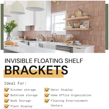 Floating Shelf Bracket - 24” Hidden Shelf Brackets, 150 LB Weight Capacity, Supports Wall Mounted Floating Shelves of An