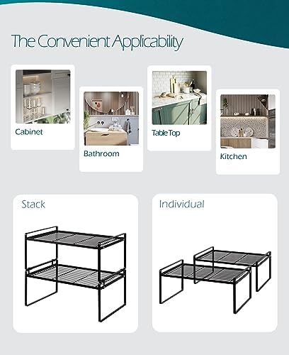 Shantton Cabinet Shelf Organizer, Pantry Shelf Rack, Black 16.1x10.6x7.3