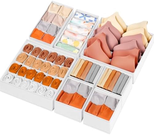 Criusia Drawer Organizer Clothes, 8 Pack Dresser Organizer Bins for Baby Clothes, Underwear Sock, Fabric Closet Organiza