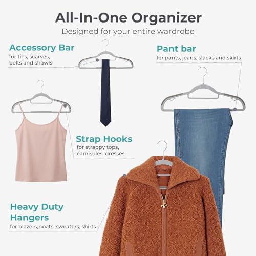 HOUSE DAY Slim Plastic Hangers 100 Pack, Non Slip Gray Clothes Hangers