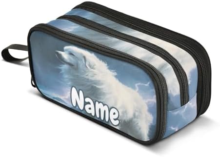 Custom Great Pyrenees Dog Pencil Case Box Boys Girls Personalized Name Large Pencil Pouch Stationery Pen Bag Organizer for Kids Adults School Office