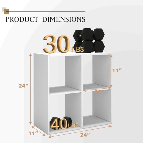WannabeMyself【Easy Assembly】 4 Cube Storage Organizer with Anti-Tipping Kits,Reversible Open Back Book Shelf, Bookcase f