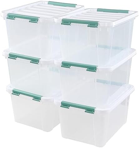 Quickquick 20 Quart Plastic Clear Latching Box, 6-Pack Clear Storage Box
