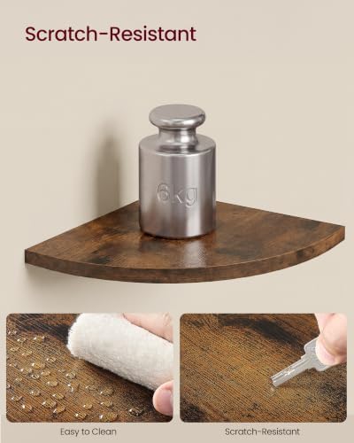 VASAGLE Floating Corner Shelves, Set of 2, 6 x 6 x 0.5 Inches