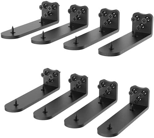 10Inch Black Heavy Duty Floating Shelf Bracket 8 Pack 3-Hole Mount