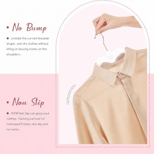 HOUSE DAY White Velvet Hangers 60 Pack, Non Slip Felt Hangers Heart-Shaped