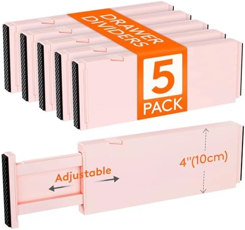 Lifewit 4" High Upgrade Drawer Divider, Adjustable Drawer Organizer Clothes