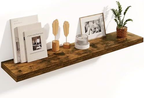 Fun Memories Floating Shelves, 8 Inch Deep Floating Shelves, Rustic Wood Fireplace Mantel 48 in Long, 48 x 8 Floating Wa