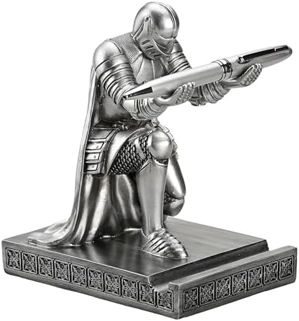 Windbreaker Soldier Knight Pen Holder Personalized Desk Accessory Silver