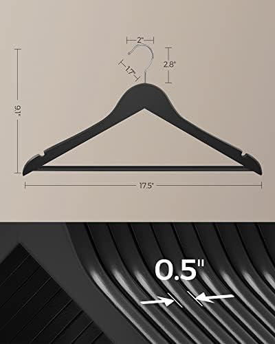 SONGMICS Wooden Hangers, 20-Pack Wood Hangers with Non-Slip Pants Bar