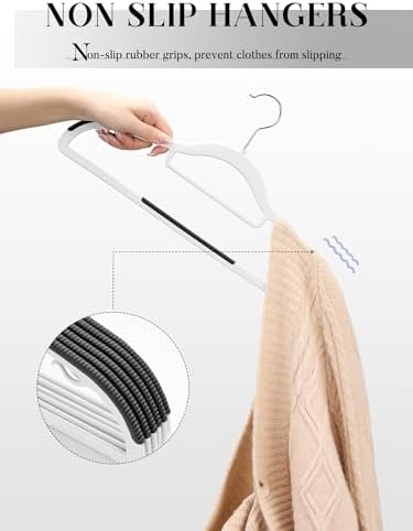 HOUSE DAY Slim Plastic Hangers 30 Pack, Non Slip White Clothes Hangers