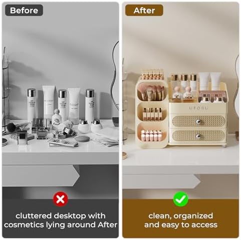 UFORU Makeup Organizer Countertop with Brush Holder for Vanity Bathroom