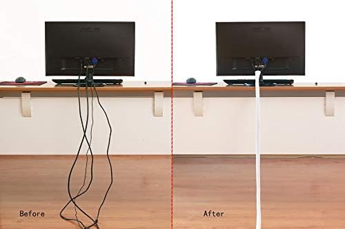 Alex Tech 10ft - 1 inch Cord Protector Wire Loom Tubing Cable Sleeve Split Sleeving for USB Cable Power Cord Audio Video