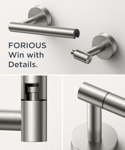 FORIOUS Toilet Paper Holder Wall Mount, Stainless Steel Rustproof Double Post Pivoting Tissue Roll Holder for Bathroom, 