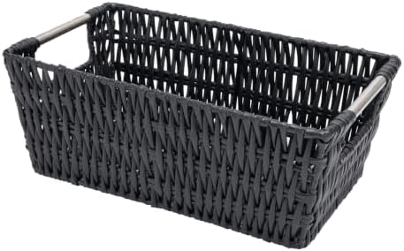 Whitmor 6500-2712-BLK Rattique Small Shelf Black Tote Basket