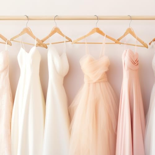 Cinnvoice 5 Pcs Wooden Pearl Bridal Dress Hanger, Wood Color, Stylish