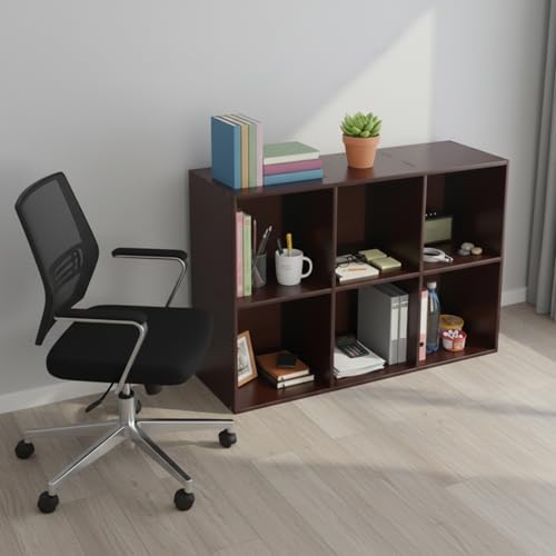 Solid Wood Cube Bookcase, Floor-Standing Storage Bookshelf(6-Cube)