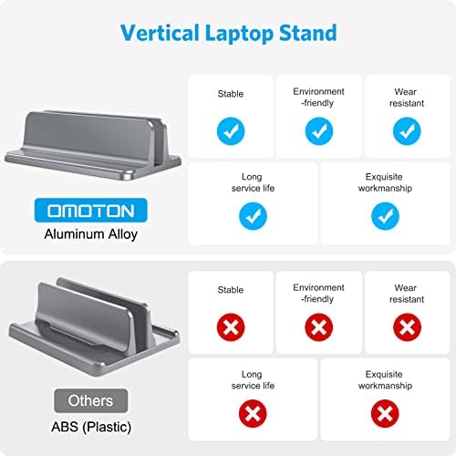 OMOTON Vertical Laptop Stand Holder, Adjustable Dock for MacBook, Gray