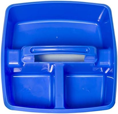 Storex 3-Compartment Small Caddy – Multipurpose Classroom Organizer with Handle, Azure, 6-Pack (00947A06C)