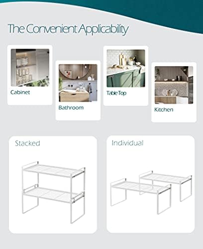 Shantton Cabinet Shelf Organizer, Pantry Shelf Rack, White 16x8.3x7.3