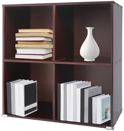 Solid Wood Cube Bookcase, Floor-Standing Storage Bookshelf(4-Cube)